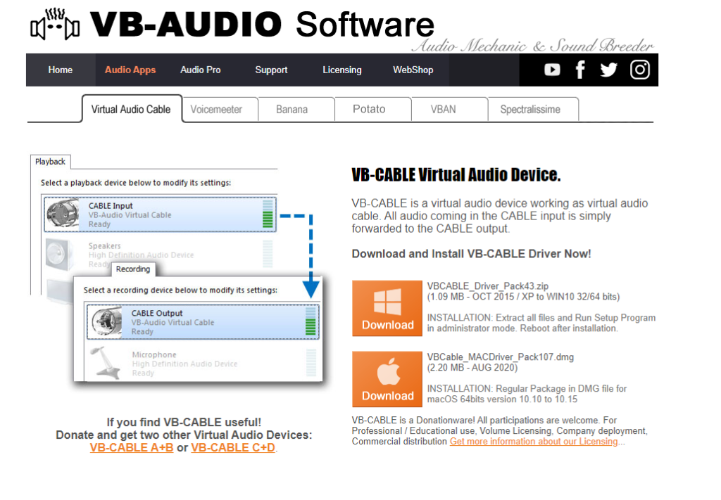 vb audio virtual cable windows 10